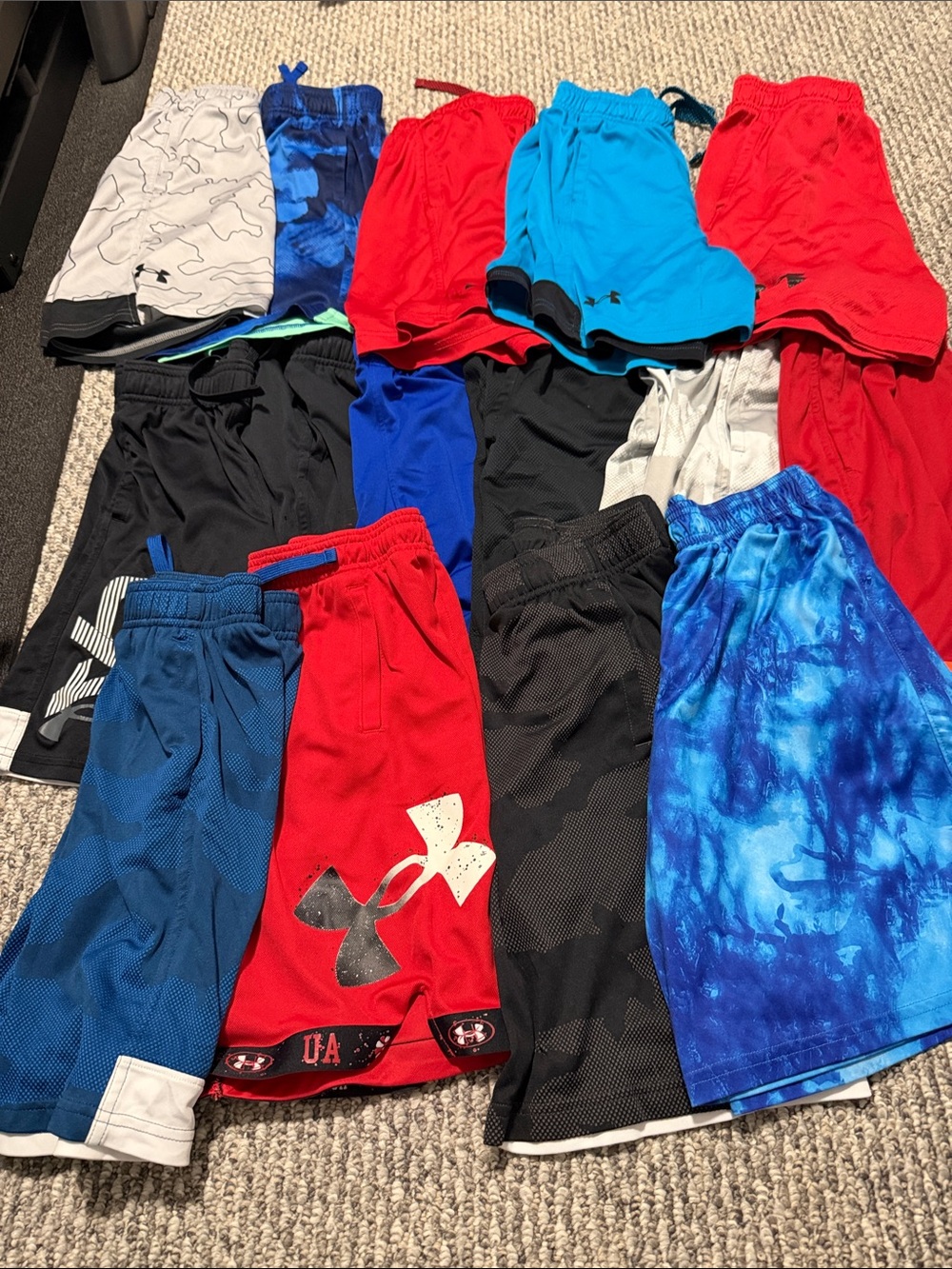 Under Armour Boys' athletic Lightweight Sports shorts (15 pairs)